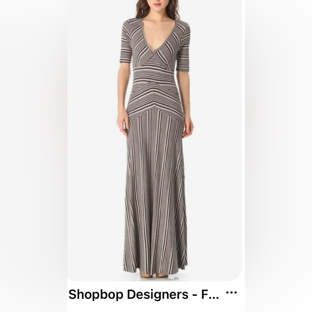 💖NWT HEATHER BY BORDEAUX VNECK MAXI DRESS IN HT.BLACK/HT HAZEL SIZE PETITE - Picture 3 of 12